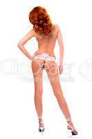 classical pin-up image of redhead