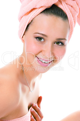 beauty smiling young woman in towel