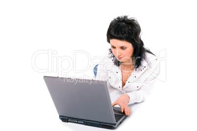 beauty business brunette girl with laptop