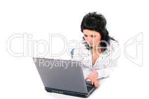 beauty business brunette girl with laptop