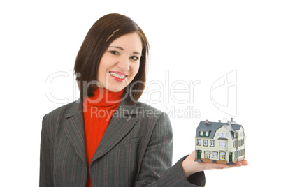 young woman hold house on hand