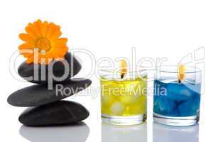 spa stone  flower candle