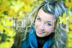 young woman in autumn forest