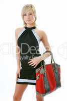beauty woman portrait with red bag