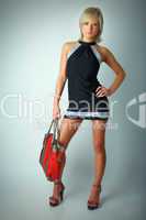 beauty woman portrait with red bag