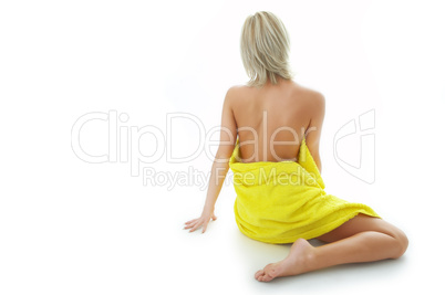 beauty spa woman in yellow towel
