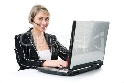 business woman working on a helpdesk