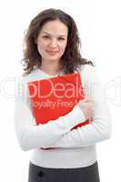 woman with red folder for documents