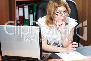beauty woman secretary in office