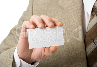 business man hand show visiting card
