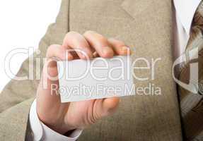 business man hand show visiting card