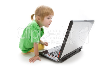 child with laptop