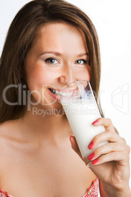 beauty woman drink milk