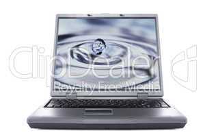 water drop in laptop monitor