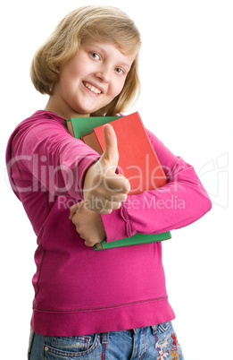 Young schoolgirl with books