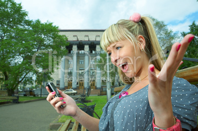 beauty blonde woman in city