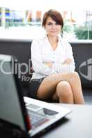 young business woman work on laptop