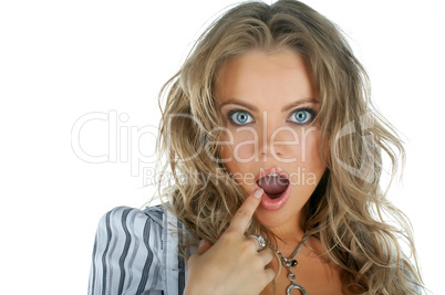 beauty woman wonder face with open mouth