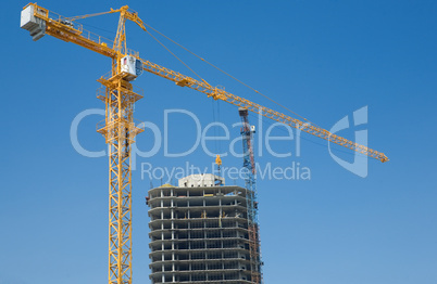 building with crane