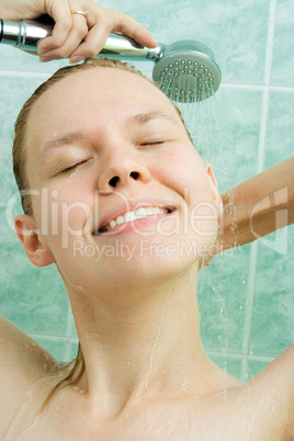 spa young beauty woman  under shower