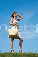 beauty woman with bag