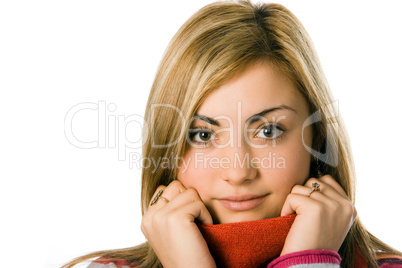 beauty girl close up portrait in scarf