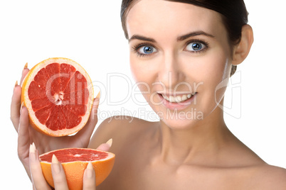 beauty woman with fruits