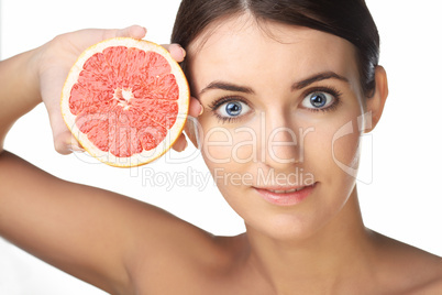 beauty woman with fruit