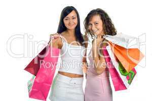 shopping peauty girlfriend with colored package