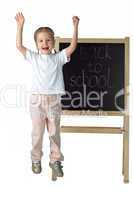 little girl and blackboard