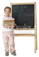 little girl and blackboard