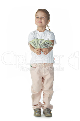 little girl child with money