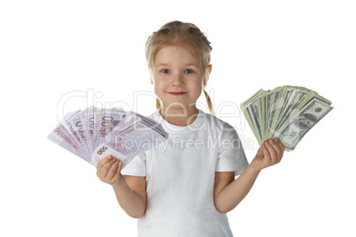 little girl child with money