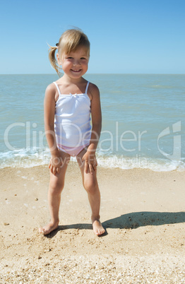 little girl child on the sea