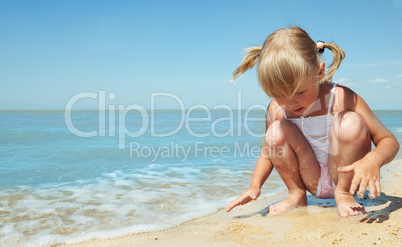 little girl child on the sea