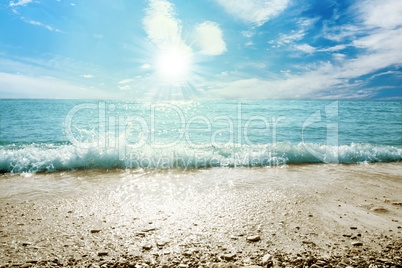 beach sea and sky with clouds