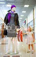 young little girl in shopping mall