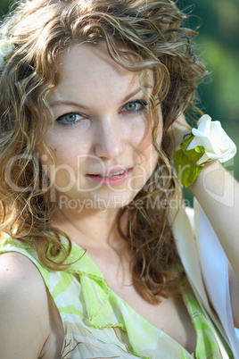 beauty girl and green grass beauty girl and green grass