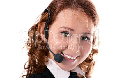 Young beautiful girl operator