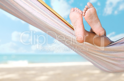 child legs on hammock