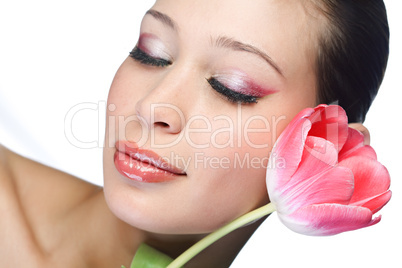 beauty woman with flower