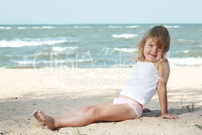 little girl child on the sea