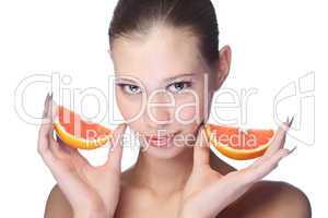 beauty woman with grapefruit