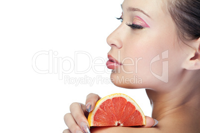 beauty woman with fruit