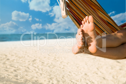 woman legs on hammock