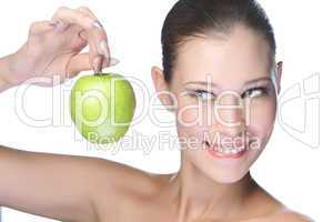beauty woman with apple