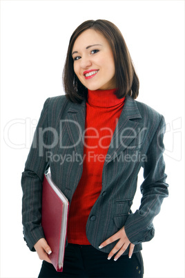 young woman with folder documents