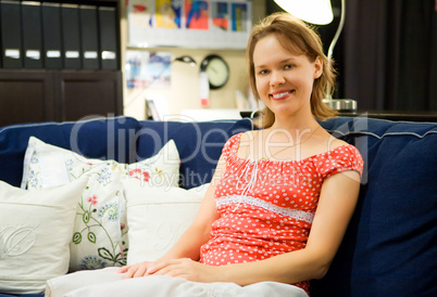 Young  woman in the apartment