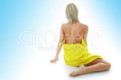 beauty spa woman in yellow towel