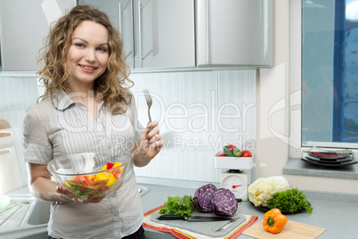 Beautiful woman in kitchen